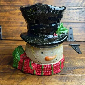 Yankee Candle Snowman Head‎ Top Hat Tart Burner Holder “Frosty” 6” Tall